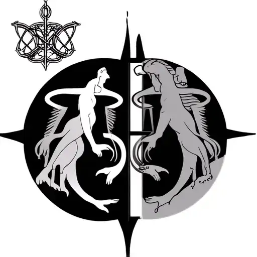 Greek Libra and Virgo signs intertwined tattoo design idea