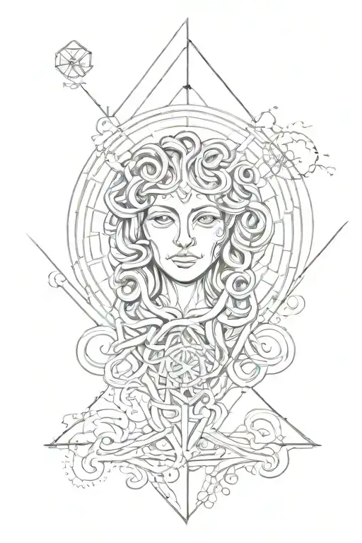 Sacred geometry with medusa head and the sicilian symbol tattoo design idea