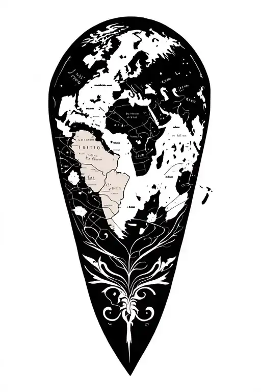 world map adventure tattoo design idea