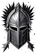 arrow gladiator helmet geometric shape floral with constellation tattoo design idea