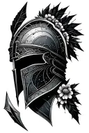 arrow gladiator helmet geometric shape floral with constellation tattoo design idea