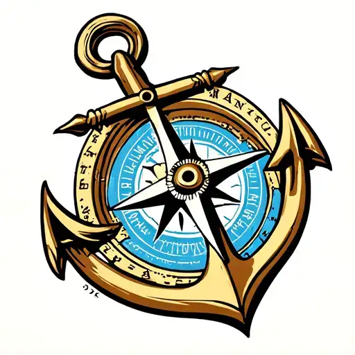 compass rose and anchor tattoo tattoo design idea