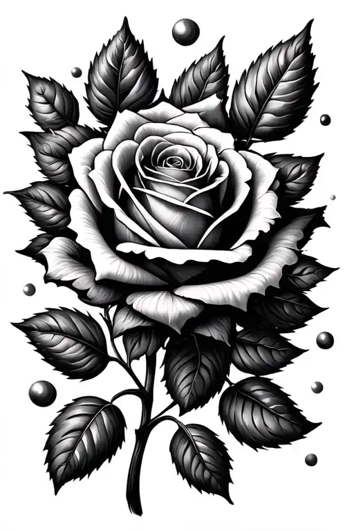 roses with leaves forming the shape and falling petals tattoo design idea