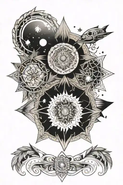mandala and space themed tattoo tattoo design idea