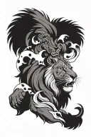 Lion dominating anxiety happy depression tattoo design idea