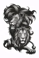 Lion dominating anxiety happy depression tattoo design idea