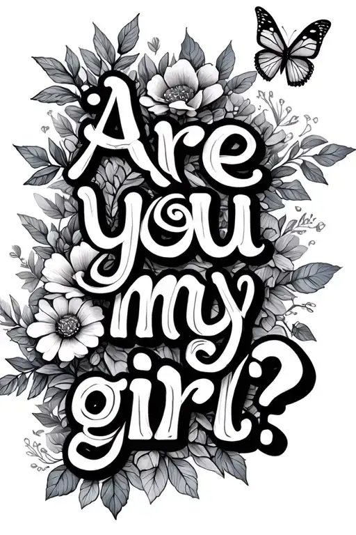 "“Are you my girl?” -Mema" cursive writing. butterflies. flowers and leaves intertwined tattoo design idea