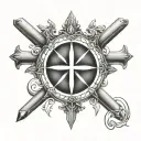 Hayes with crosses and sun shining tattoo design idea