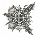 Hayes with crosses and sun shining tattoo design idea