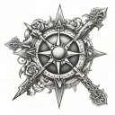 Hayes with crosses and sun shining tattoo design idea