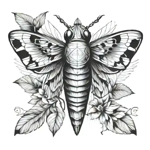 cicada and a hummingbird tattoo design idea