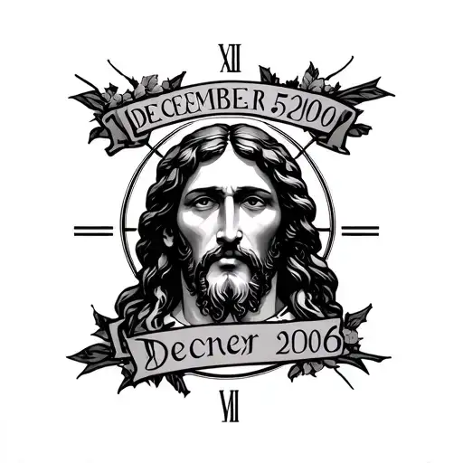 December 5 2006 date in Roman numerals and jesus tattoo design idea