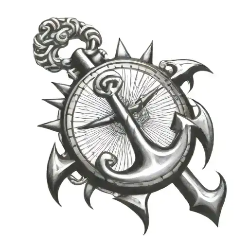 Sunshine and anchor tattoo design idea