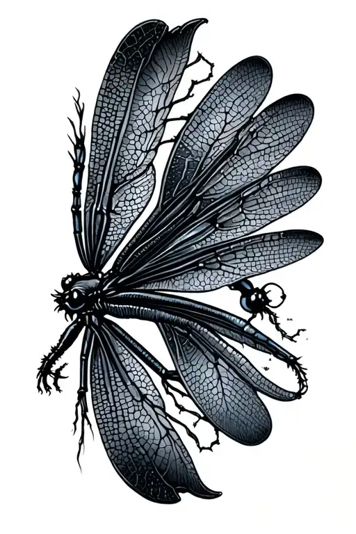 dragonfly surrealism tattoo design idea