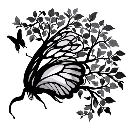 butterfly tree of life simple tattoo design idea