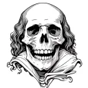Ben Franklin skeleton skull with mouth open tattoo design idea