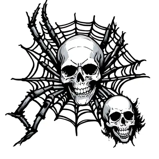 spider web with skull on knee ander tattoo design idea