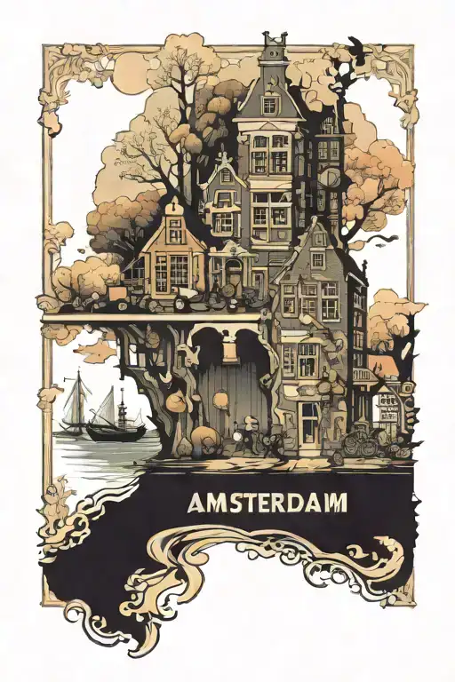 Amsterdam merged into one unique tattoo design idea