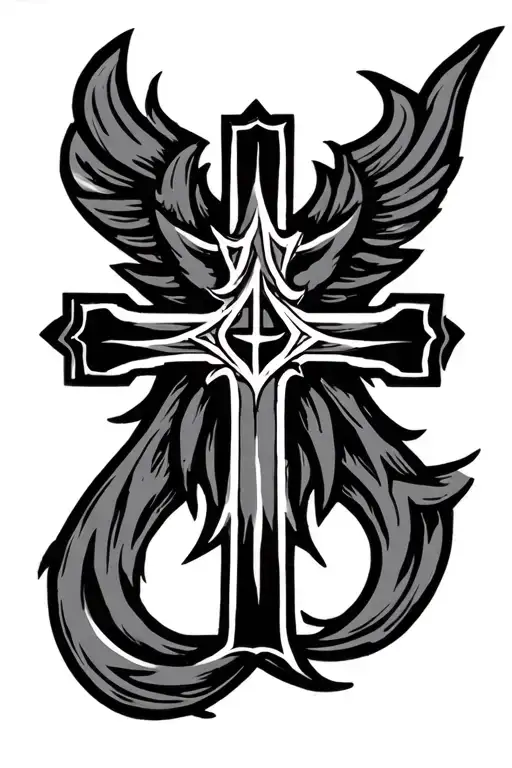 Alpha And Omega cross tattoo tattoo design idea