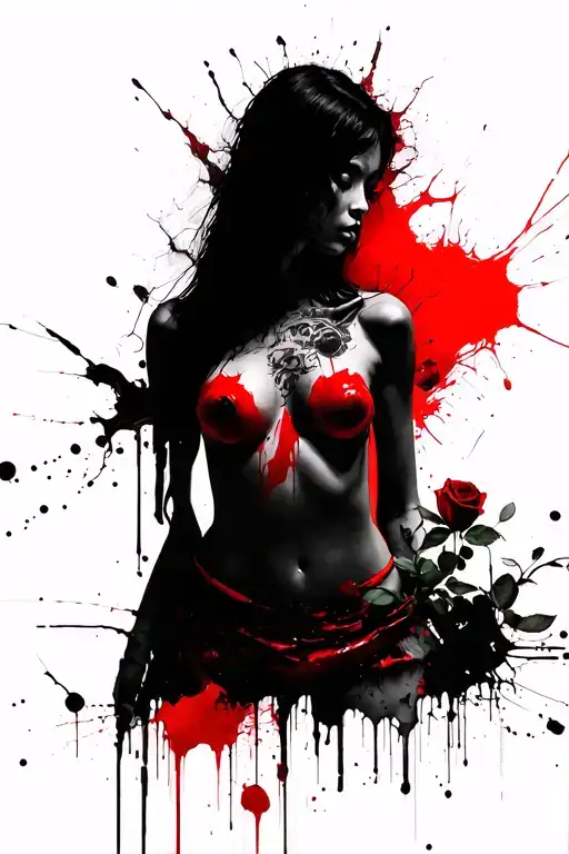 nudity, rose, blood, great wall of china, cross tattoo design idea