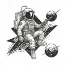A futuristic space-themed gaming tattoo featuring a marine engineer exploring unknown galaxies tattoo design idea