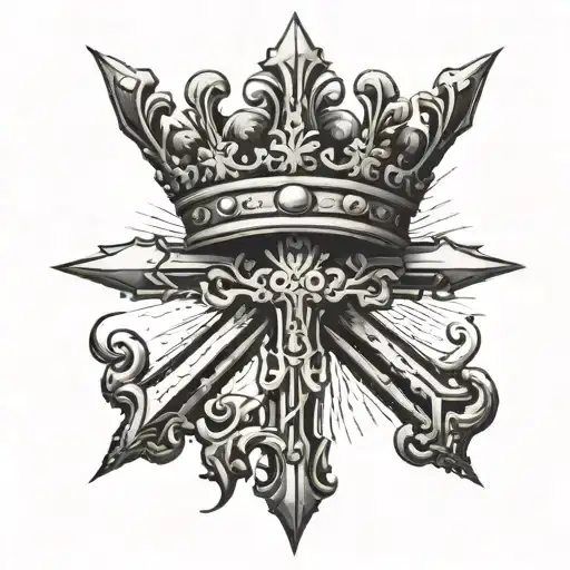 cross with crown made tattoo design idea