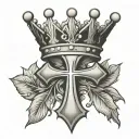 cross with crown made tattoo design idea
