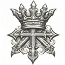 cross with crown made tattoo design idea