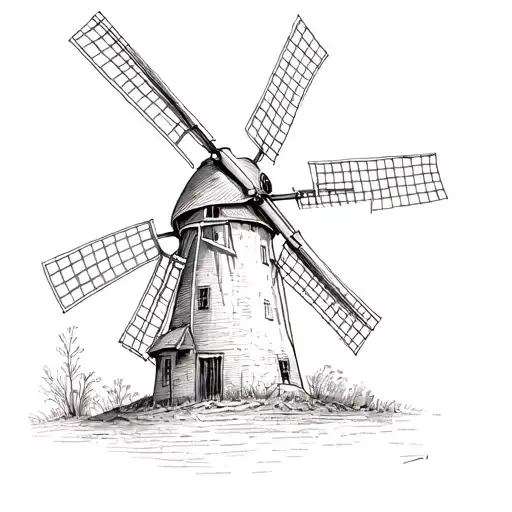 dutch windmil tattoo design idea