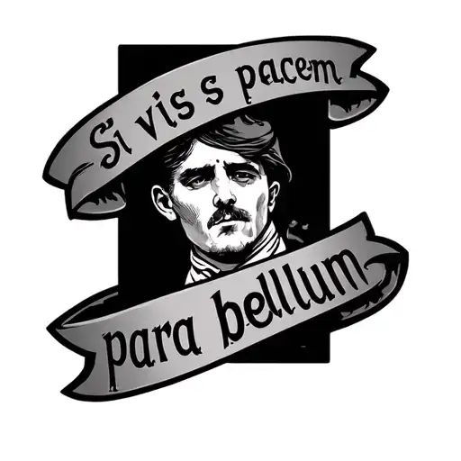 Design a bonnie and Clyde style tattoo that says "Si vis pacem, para bellum" tattoo design idea