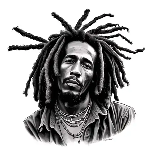 Bob Marley with lyrics written tattoo design idea