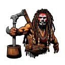 "Indigenous Plumbing " dreadlock painted face Native American plumber holding a wrench tattoo design idea