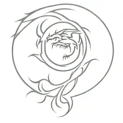 eclipse and Ouroboros dragon tattoo design idea