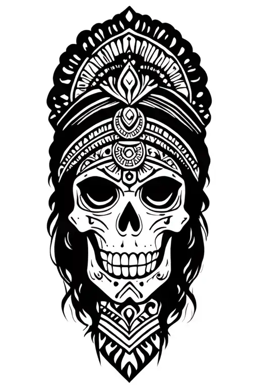 aztec skull princess tattoo design idea