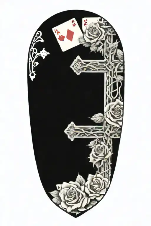 Western,Playing Cards, Roses,Barbed wire,Cross tattoo design idea