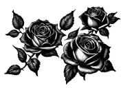 five single roses arranged in a straight line to go on lower back tattoo design idea