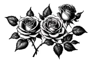 five single roses arranged in a straight line to go on lower back tattoo design idea