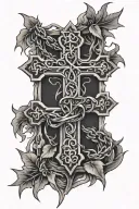 cross with crown of thorns around it tattoo design idea