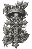 cross with crown of thorns around it tattoo design idea