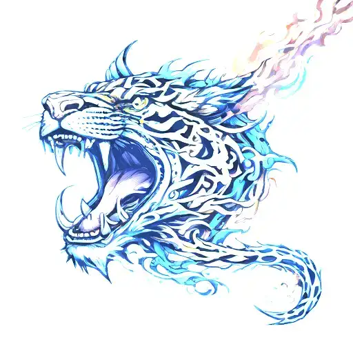 taurus tiger dragon breathing fire tattoo design idea