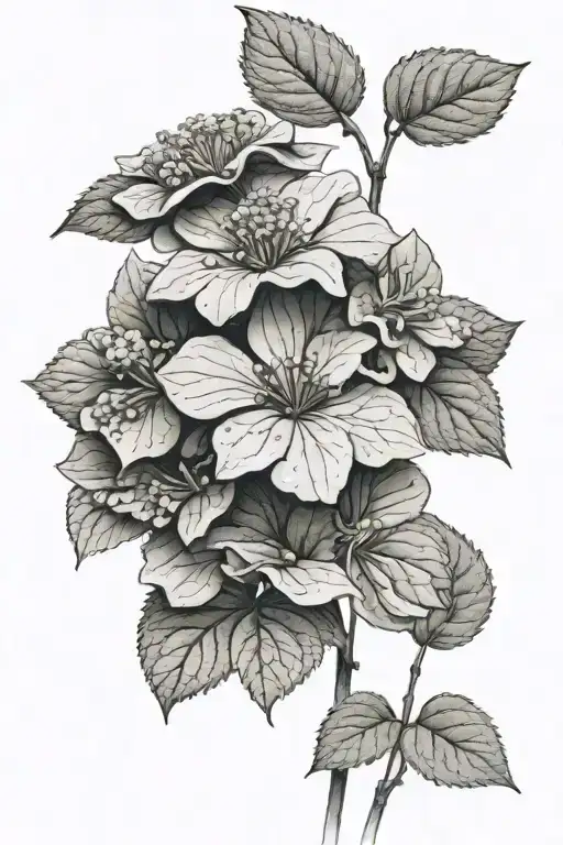Black hydrangea flower tattoo design idea