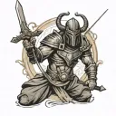 black warrior wielding a sword tattoo design idea