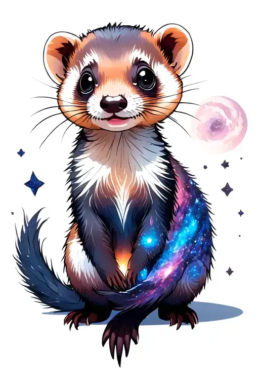 ferret and galaxy tattoo design idea