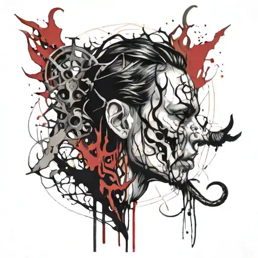 inspired by the song My Flaws Burn Through My Skin Like Demonic Flames From Hell by $uicideboy$. include four horsmen   tattoo design idea