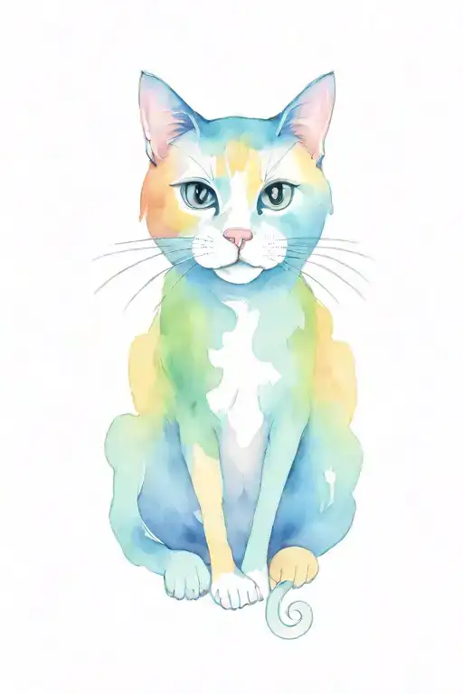 Crazy cat half dead half alive tattoo design idea