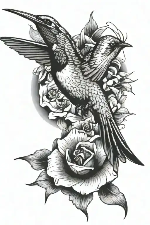 humming bird flying tattoo design idea