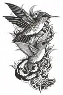 humming bird flying tattoo design idea