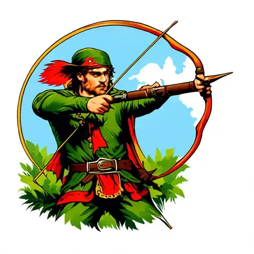 Robin Hood archer shooting an arrow tattoo design idea