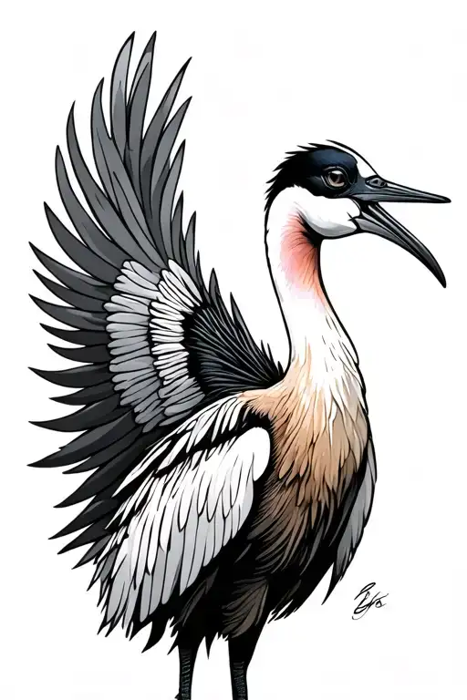 sandhill crane western tattoo design idea