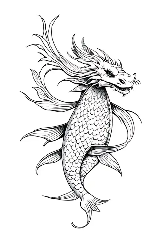 dragon koi fish tattoo design idea